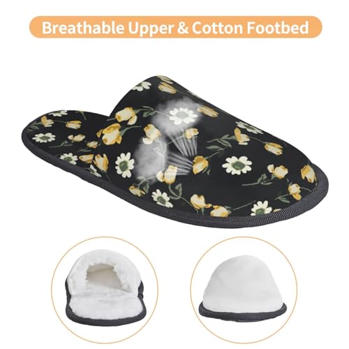 Daisy Print House Slippers For Women And Men,Soft Slippers With Memory Foam,Non-Slip Indoor Home Shoes3