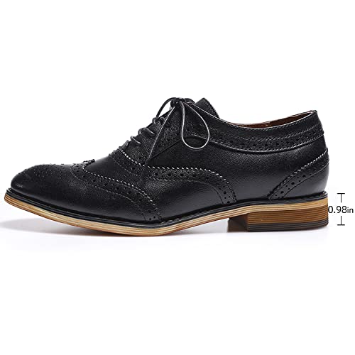 Image of Mona flying Women's Wingtip Oxfords Ladies Lace-up Leather Brogue Shoes