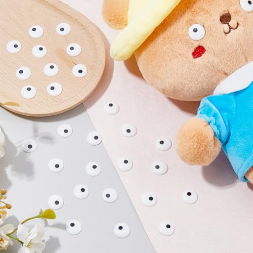 SUPERFINDINGS 200Pcs 14mm Eyes Cabochons Eyes Tiles Flat Round Eyes Black White Safety Eyes Flatback Amigurumi Eyes for Puppet Teddy Bear Crochet - Image 4