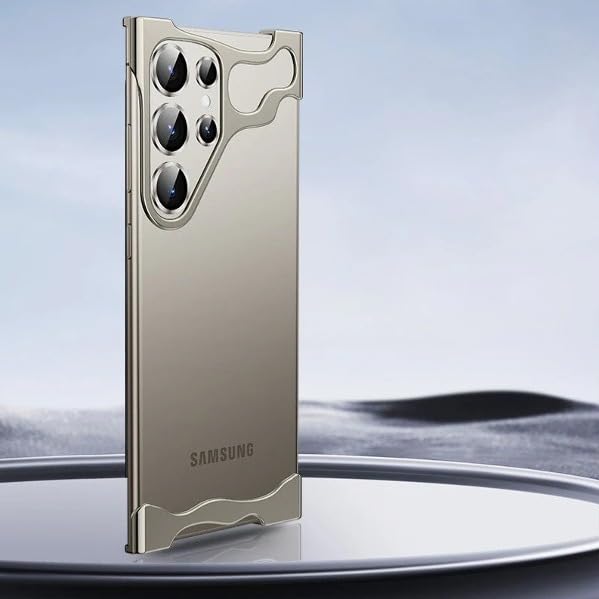 Image of MILLION CASES Back Cover Case for Samsung Galaxy S23 Shockproof Protective Titanium Frame Luxury Bumper Case for Men & Boys(Natural Titanium)