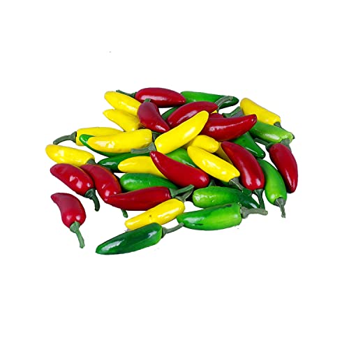 Haoyunlai 60Pcs Mini Fake Hot Chili Peppers, Simulation Artificial Lifelike Small Chili, Plastic Fake Vegetable For Photographic Props, Home Kitchen Decoration, Cabinet Ornament,Party Christmas Toy #TOP5