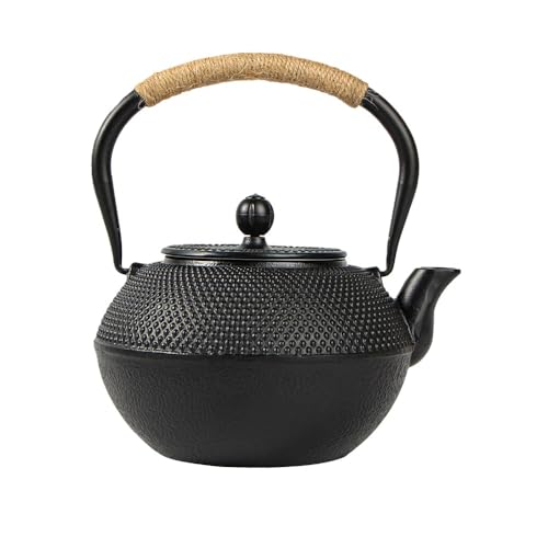 Smedic 鉄瓶 南部鉄器 IH対応急須 直火加熱釜 鉄瓶鋳物 茶道具 鉄分補給 伝統工芸品 カボチャ型釜 鉄分補給 オフィス・厨房・茶室・飲食店に最適 (1200ml)