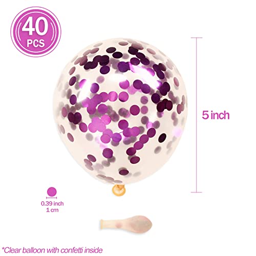 Image of Purple Confetti Balloons, 40 Pcs 5 Inch Clear Balloons with Confetti Inside for Birthday Party Graduation Engagement Cake Topper Decor Bridal Shower Baby Shower Decoration Supplies