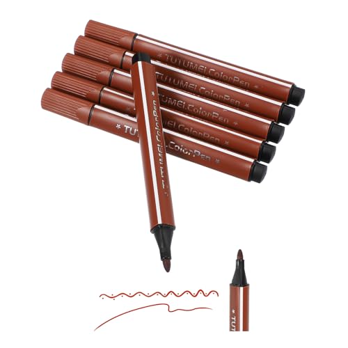 PATIKIL カラーマーカー ディープ茶色6本セット 洗える塗り絵・描画・落書きマーカー ブロードラインアートマーカー 水彩ペン セット 大人 塗り絵ブック スケッチ