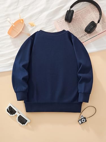 Image of Akyzic Boys Sweatshirts Cotton Long Sleeve Crewneck Pullover Toddler Kids Winter Warm Shirt Sweater Tops 3t-8t