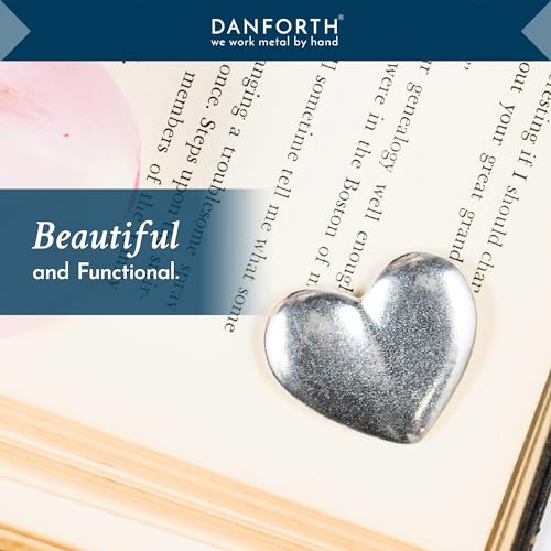 DANFORTH - Heart Palm Stone — Inspirational Pocket Charm — Smooth Metal Worry Stone — Heart Shaped Rocks — I Love You Valentine — Handcast Pewter — Made In USA (1 ½”)4