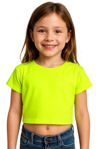 Girls Crop Top Plain T Shirt Soft Feel Comfortable Summer Fashionable Outfit Casual Set Age 5-13 Years