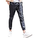 [キャバリア] メンズ ユニセックス ジョガーパンツ リブパンツ PU レザー スリム タイト 合皮 CATN20-65 44(M) BLK(ブラック)