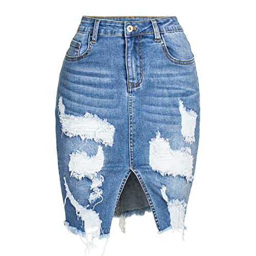 Jupe en jean moulante taille haute qui sublime la taille 44