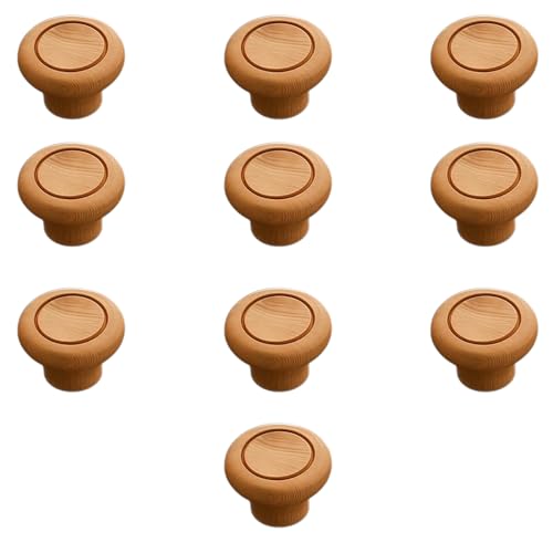 Image of 10 Piece Drawer Knobs for Kitchen- Door Knob for Cabinet, Cupboard & Dresser |Material-Steam Beech Wood, Natural Wood Finis| - 2 Inch-| 3 Years Warranty |