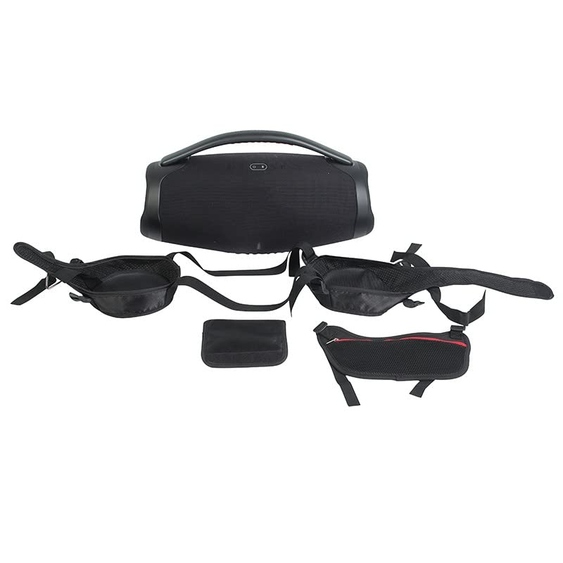Estuche de viaje para JBL Boombox3, bolsa de almacenamiento para altavoz portátil con correa para el hombro, 2 bolsas laterales de malla y bolsa de alimentación