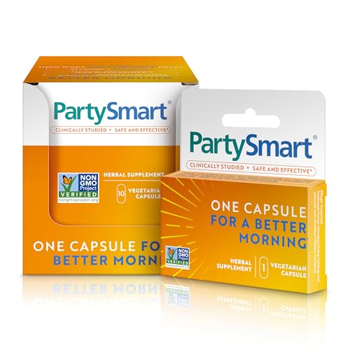 Himalaya PartySmart, 10 Individual Capsules - Alcohol Breakdown Liver Support for a Better Morning After Drinking - Plant Based, Vegan, Non-GMO, Gluten Free, Clinically Studied