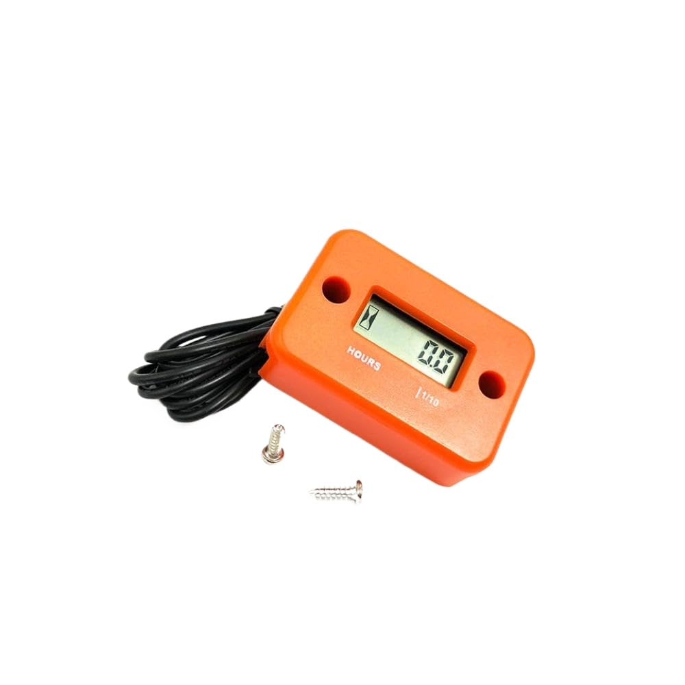 Universal Digital Hour Meter LCD Display Waterproof Engine Time Gauge Inductive Counter Compatible with Most Devices(Orange)