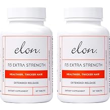 Elon R3 Extra Strength for Hair Growth - Supplements for Women to Grow Thicker, Fuller Hair, Advanced Formula with 5000 mcg Biotin Per Serving and Collagen, 60 Count Pack of 2