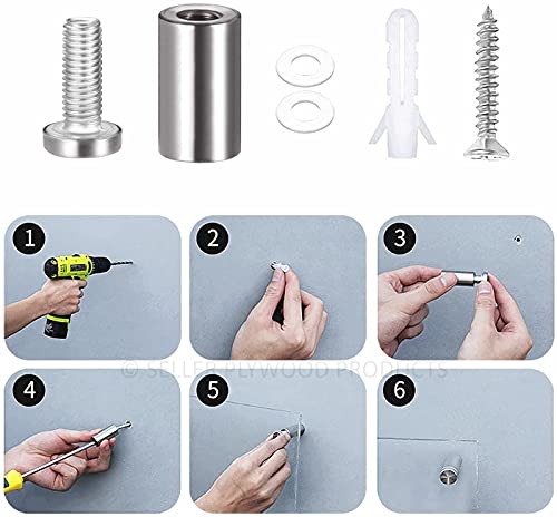 Image of 4 Pcs Glass Studs /Standoffs /Spacer - 304 Grade Stainless Steel | Multiple Sizes | Model - 1.5 Inch x 1 Inch (Pack of 4)