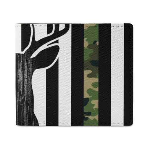 Portable Slim Credit Card Holder for Men Women, Small Card Protector Organizer Case Camouflage American Flag Hunting Deer Camo Black Compact Wallet