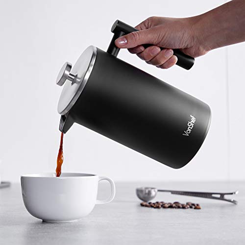 VonShef Caffettiera in Acciaio Inox da 1L con