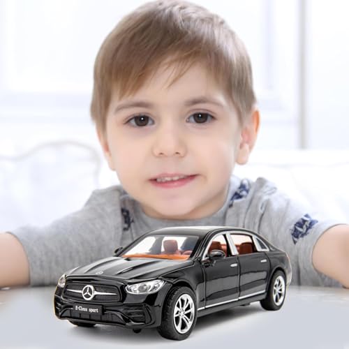 Image of 1 /32 Compatible for Benz E300l Model Car, Zinc Alloy Diecast Collectible Pull Back Toy car with Sound and Light for Kids Boy Girl Gift Black