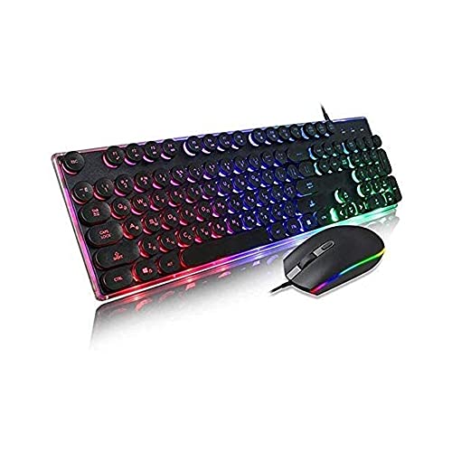 QIYUDS Gaming Keyboard and Mouse Set, Wired RGB QWERTY Mechanical