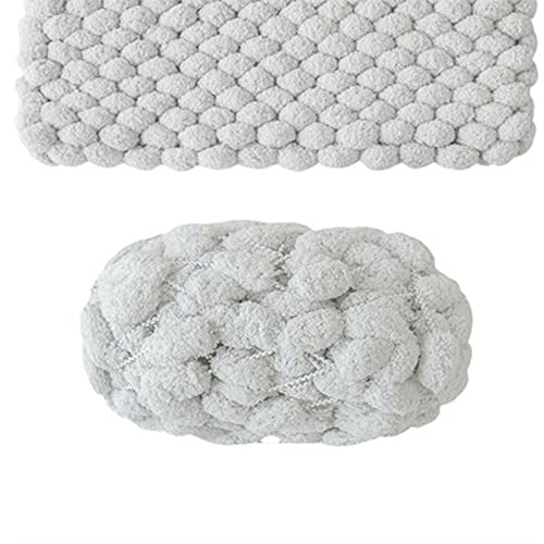 3 Balls Pomp-A-Doodle Yarn,100% Polyester Jelly Bean Pom-Pom Ball Yarn For Crochet Knitting Blanket Mat Pet Nest 450G (Ivory Grey) #TOP1
