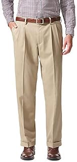 Dockers Men's Relaxed Fit Comfort Khaki Cuffed Pants-Pleated D4, British Khaki (Stretch), 36W