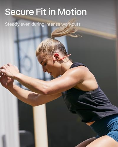 Image of SHOKZ OpenRun Pro-Bone Conduction Headphones, Open-Ear Bluetooth Wireless Sport Headphones for Running and Workout, Sweat Resistant, Long Battery Life, Premium Deep Bass, Mic，with Hair Band,Pink