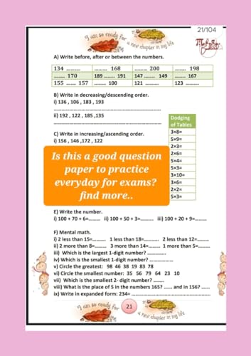Image of Class 1 Mathematics 2024 CBSE / ICSE practice Worksheets with Mental Math | Multiplication tables | word problems by Mathsninjas Bookland (New Edition)