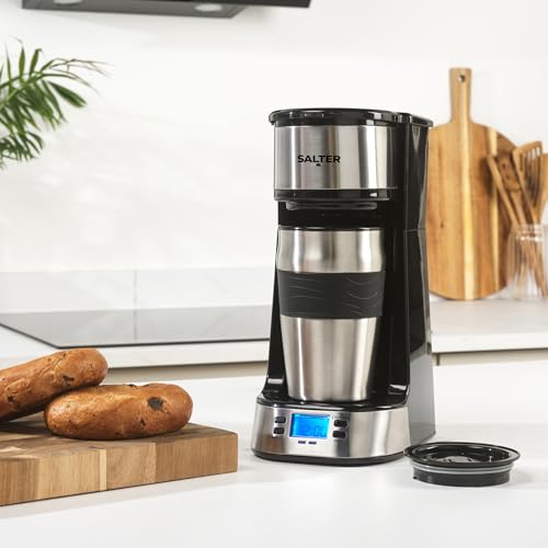 Salter EK2732 Personal Coffee Machine - One Cup Filter Coffee Maker, Includes 420ml Stainless Steel Travel Mug, Removable & Washable Filter, Quick Brew In 3-4 Mins, Compatible With Ground Coffee, 750W - Image 6