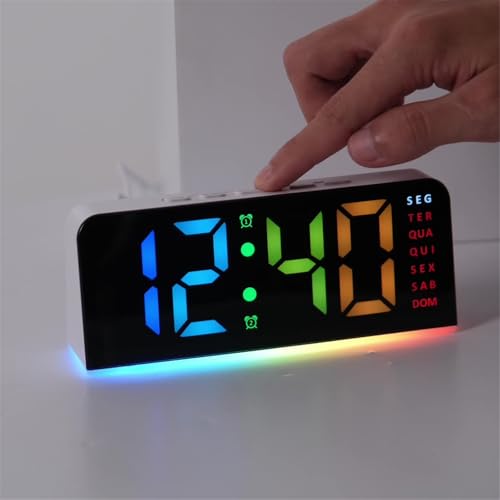 Reloj despertador con luz nocturna LED multicolor y motor silencioso para mesita de noche 6