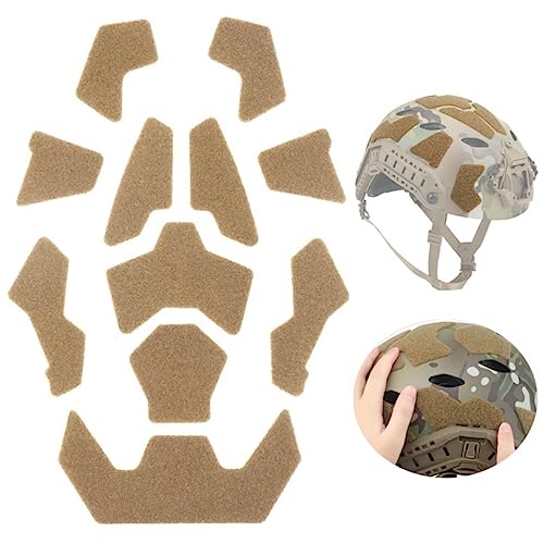 ACEXIER High-Cut Tactical Fast Helmet Magic Sticker 11Pcs/Set Fast Helmet Accessories Modified Helmet Hairy Adhesive Stickers (Tan)