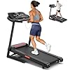 THERUN Home Treadmill with Incline 12% Auto Adjust, 3.0 HP Foldable Treadmill with LED Strip, Heart Rate Monitoring,16.5" Wider Running Belt