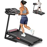THERUN Home Treadmill with Incline 12% Auto Adjust, 3.0 HP Foldable Treadmill with LED Strip, Heart Rate Monitoring,16.5" Wider Running Belt