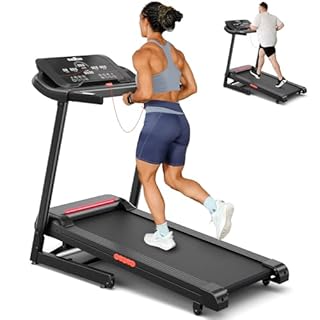 THERUN Home Treadmill with Incline 12% Auto Adjust, 3.0 HP Foldable Treadmill with LED Strip, Heart Rate Monitoring,16.5" Wider Running Belt