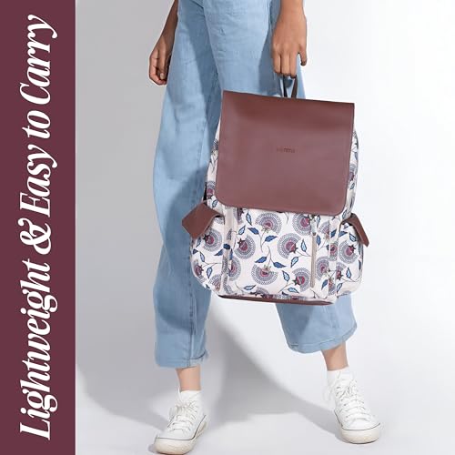 Image of Protecta Prisma Floral Printed Laptop Backpacks for Women and Men Fits 16Inch MacBooks Water-Repellent Bag for Office Collage and Travelling Print Padded Sleeve Lightweight Durable Design 18L