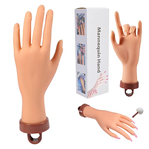 Practice Hand For Acrylic Nails, Flexible Nail Hand Practic Nail Training Fake Hand Nails Practice Mannequin Hands Manicure Hand Practice With Nails 1Pcs #TOP7