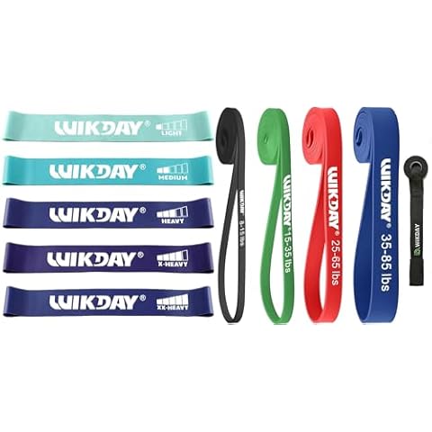 WIKDAY Resistance Loop Bands with Door Anchor Total 10PCS Pull Up Assistance Bands, Workout Bands, Heavy Exercise Elastic Bands for Body Stretching, Crossfit Training at Home/Gym for Men & Women Cover