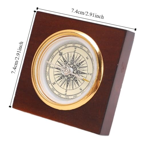 Brújula de aleación de aluminio con caja de madera portátil miniatura 4