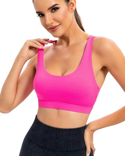Image of RUNNING GIRL Sports Bras for Women,Padded Strappy Sports Bras Criss-Cross Back Medium Support Sports Bras with Removable Cups