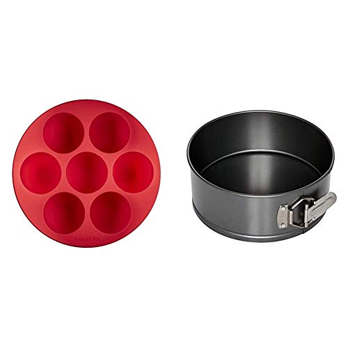 Instant Pot Official Silicone Egg Bites Pan with Lid, Compatible with 6-quart and 8-quart cookers, Red & Official Springform Pan, 7.5-Inch, Gray