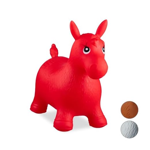 Relaxdays- Saltador Hinchable Caballo para Niños hasta 50 Kg sin BPA, Plástico, Color rojo, 48 x 26 x 58 cm (10024991_47) , color/modelo surtido
