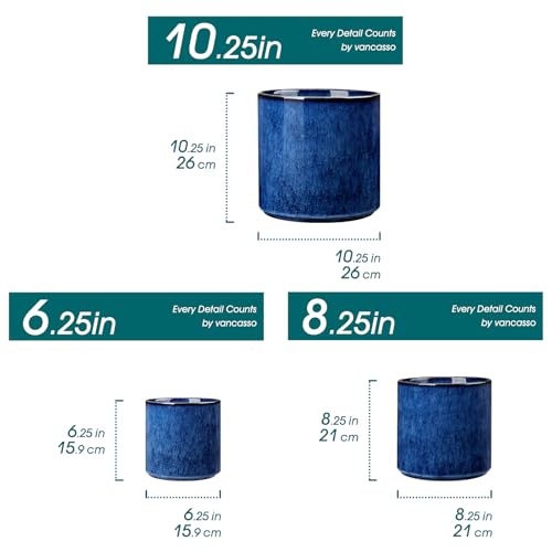 Pots de fleurs en céramique avec trous de drainage vancasso bleu