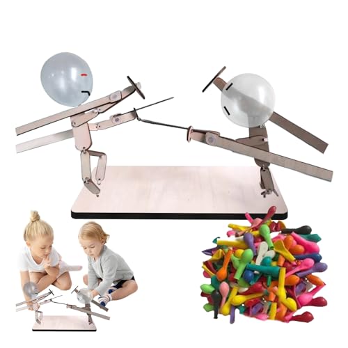 Batalla De Hombre De Bambú Con Globo, Marionetas De Esgrima De Madera Con 20 Globos, 2024 Juguetes De Juego De Mesa, Juego De Batalla De Robots De Madera Para 2 Jugadores, Pelea De Globos Trepidante