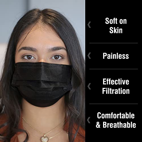 WeCare Disposable Face Mask Individually Wrapped - 50 Pack, Jet Black Masks - 3 Ply - Thumbnail 3