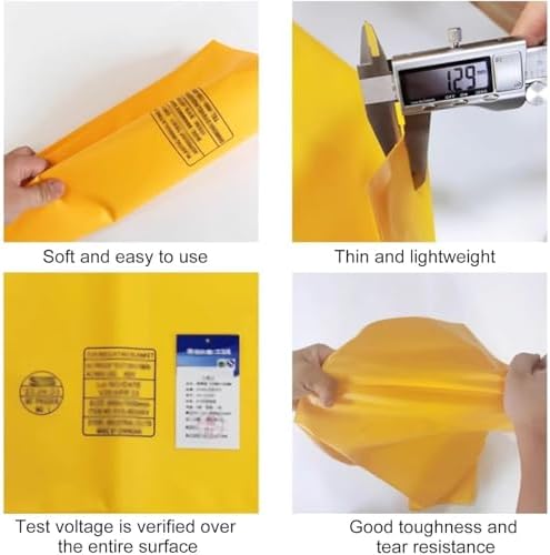 Yellow Insulation Blanket with 2 Clips - 400/1000V Electrical Safety Mat for Substations & Transformers - High Voltage Resistance (0.4KV - 40x50cm/15.7x19.7in)