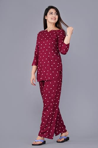 Image of Amazon Brand - Tavasya Women Cotton- Rayon Printed Kurti with Pant Co-Ord Set | Soft Comfortable Straight Fit Ethnic Kurta Set | 3 /4 Sleeves V-Neck Daily, Office & Casual Wear