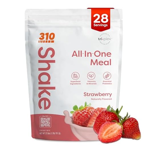 310 Nutrition – All In One Meal Replacement Shake – Fiber Rich Superfood Blend – Natural Sweeteners – Low Carb Shake, Keto & Paleo Friendly – Gluten Free – 26 Essential Vitamins & Minerals – Strawberry, 28 Servings