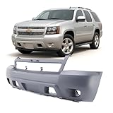FitParts Compatible With Front Bumper Cover 2007-2014 Chevy Chevrolet Avalanche Suburban Tahoe LS LT LTZ PPV SSV. New Primed With Fog Light Holes GM1000817 25814570 (Folded Shipping)