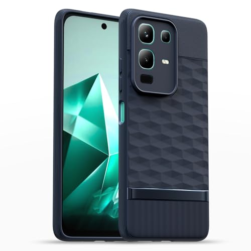 Image of Pikkme Back Cover for Infinix Note 50x 5G Camera Protection 3D Hexa Cube Design Silicone Protective Bumper Case (Blue)