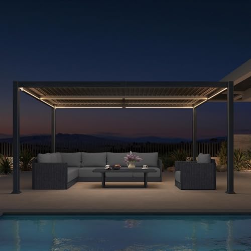 PURPLE LEAF Pergola 3.5 x 4.6 m Lamellendach mit LED-Lichtleiste...
