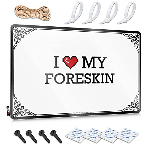 Wanddekoration für Zuhause, lustiges Metallschild "I Love My Foreskin", Barschild, Vintage-Stil, Bar-Dekoration (20 x 30 cm)
